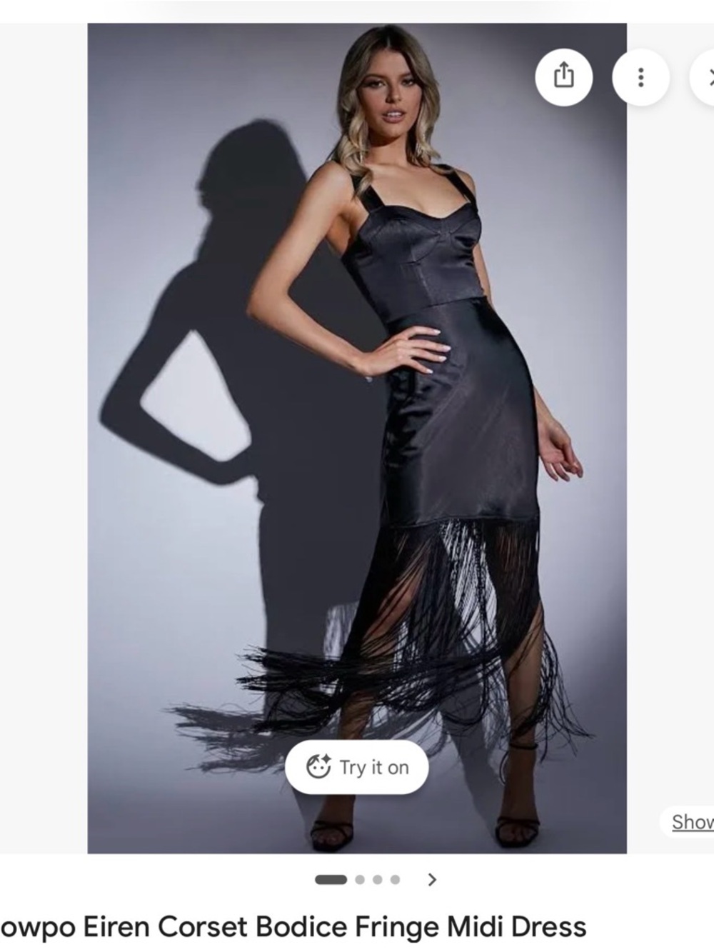 Black Satin Fringe Slip Dress